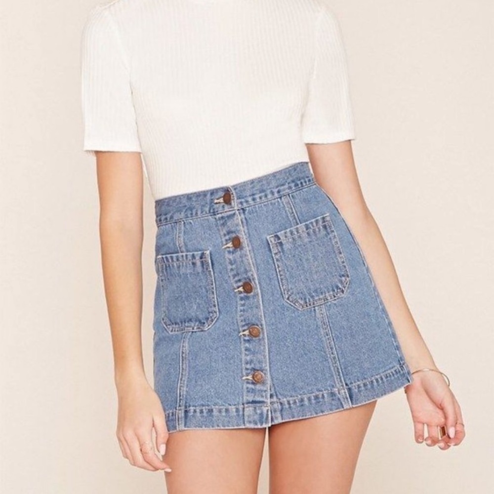 Forever 21 Button Down Jean Skirt